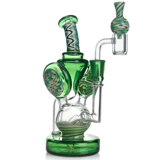 8 Inches Recycler Dab Rig With American Northstar Glass Rod & Quartz Banger with Cap