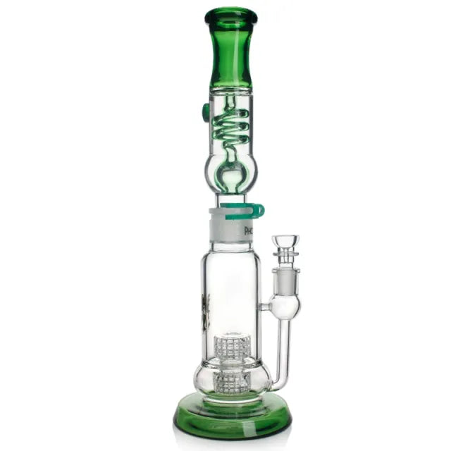 Freezable Coil Bong with Double Matrix Perc 16 Inches