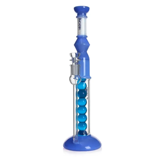 Colorful Glycerin Bong with A Row of Freezable Balls 15 Inches