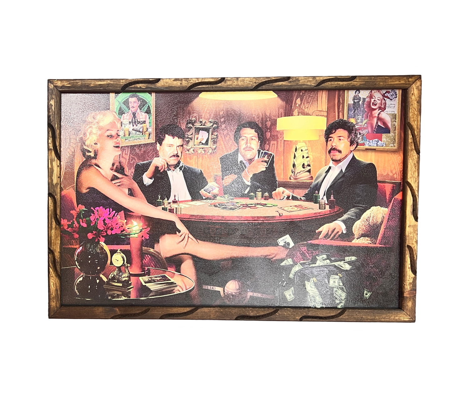 Handmade Pablo Escobar and El Chapo Poker Scene Painting