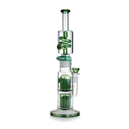 15'' Freezable Coil Bong Double 11 Tree Arms Perc