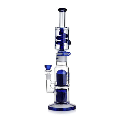 15'' Freezable Coil Bong Double 11 Tree Arms Perc